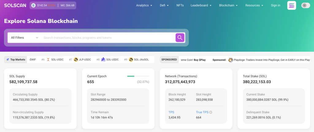 Solscan, Solana block explorer